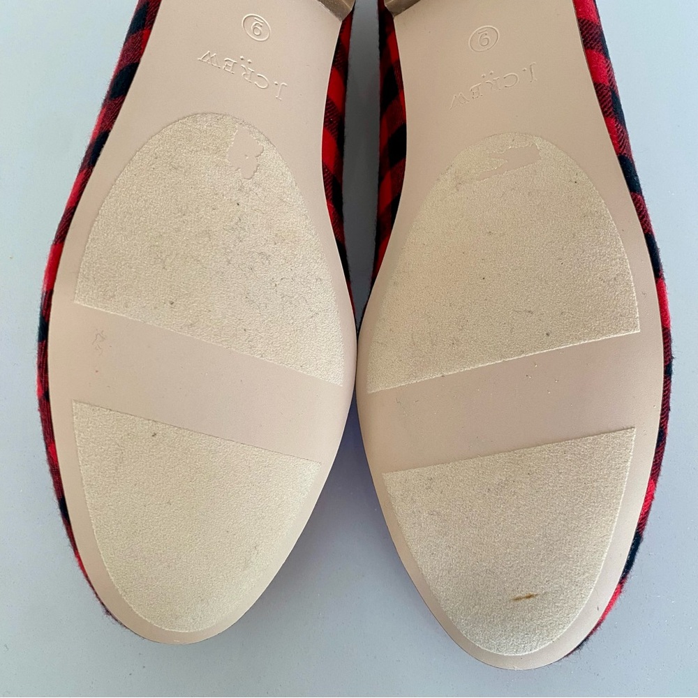 EUC J.Crew Red & Black Buffalo Plaid Loafers Sz 9, fits like 8.5 - Picture 6 of 7